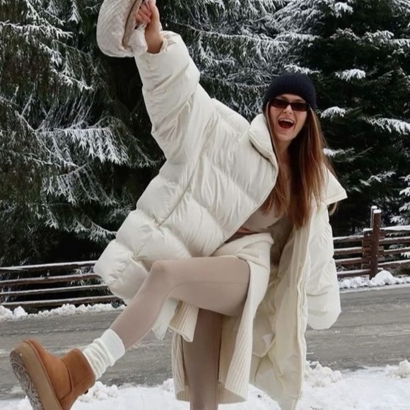 White Puffer Jacket thick winter jacket hooded women